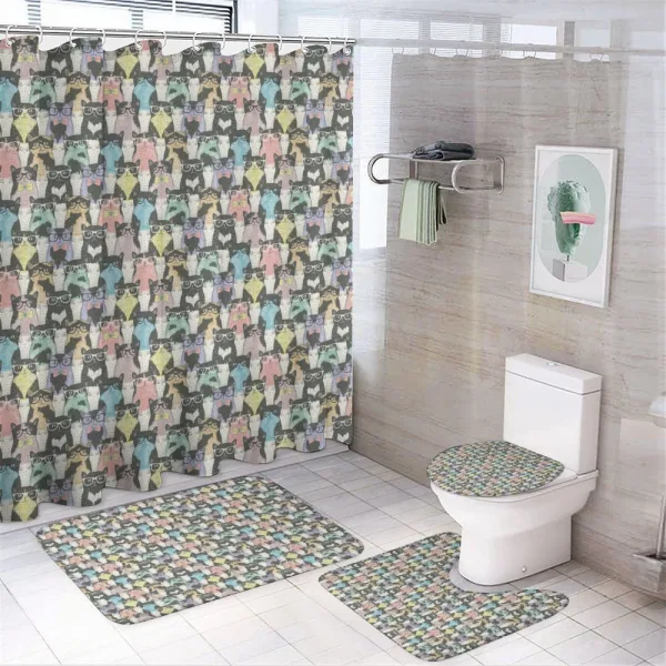 Retro Hipster Bow Ties on a shower curtain