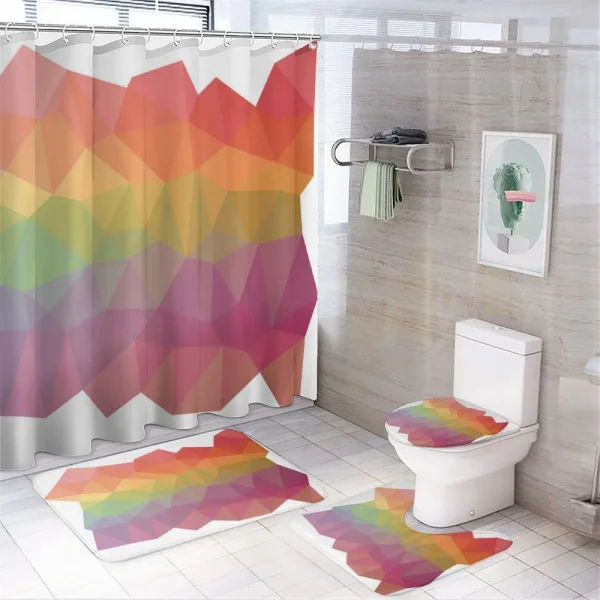 Retro Rainbow Colors Poly on a shower curtain