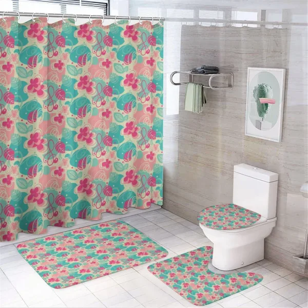 Retro Vibrant Branches on a shower curtain