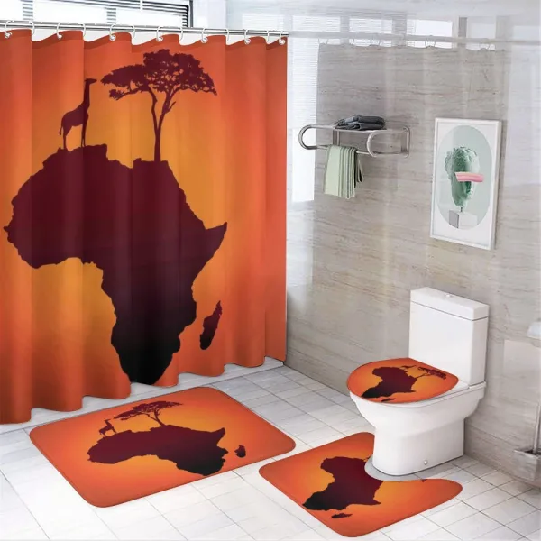 Safari Map with Continent on a shower curtain