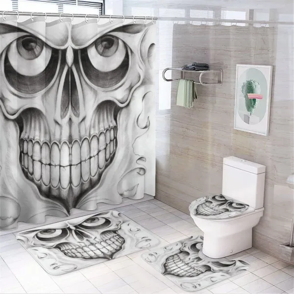 Skull Face Angry on a shower curtain