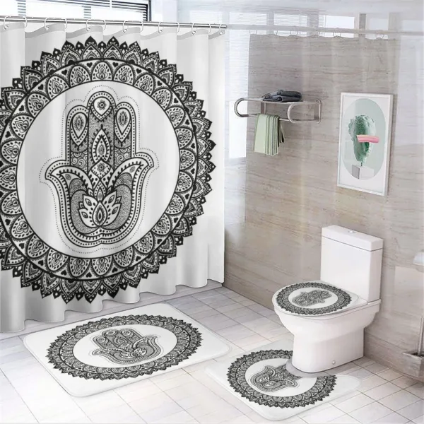 Traditional Art Style on a shower curtain