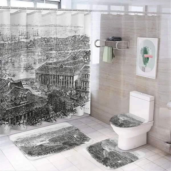 Vintage City Silhouette on a shower curtain