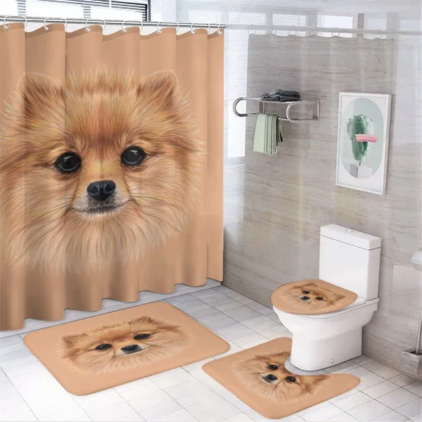 Vintage Pomerian Dog on a shower curtain