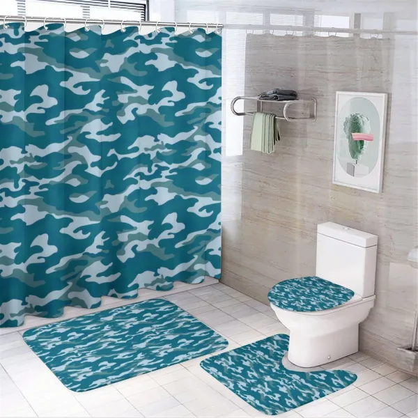 Camouflage Oceanic Colors on a shower curtain