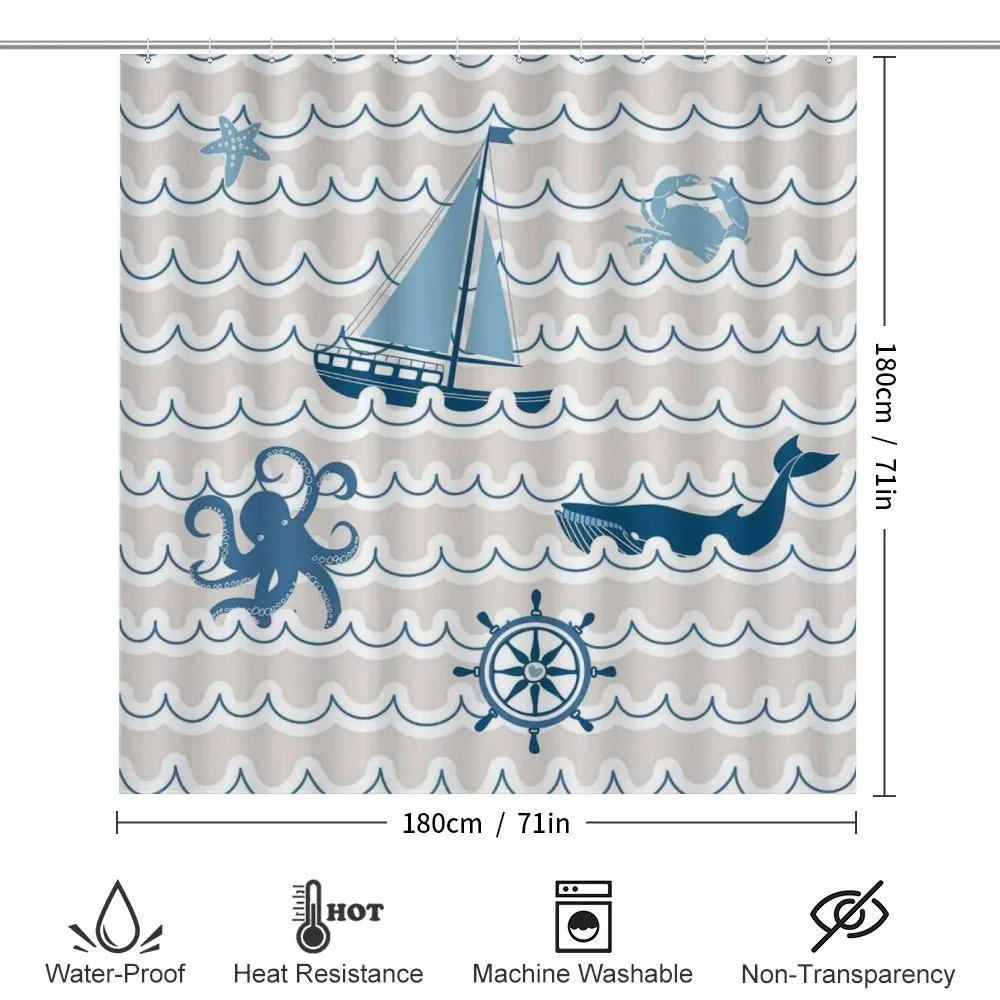 Cartoon Ship Whale Waves — Detail 2