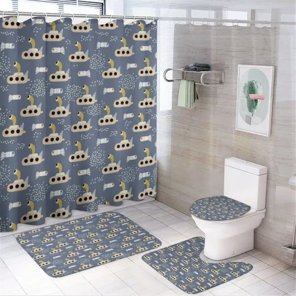 Cartoon Submarines on a shower curtain