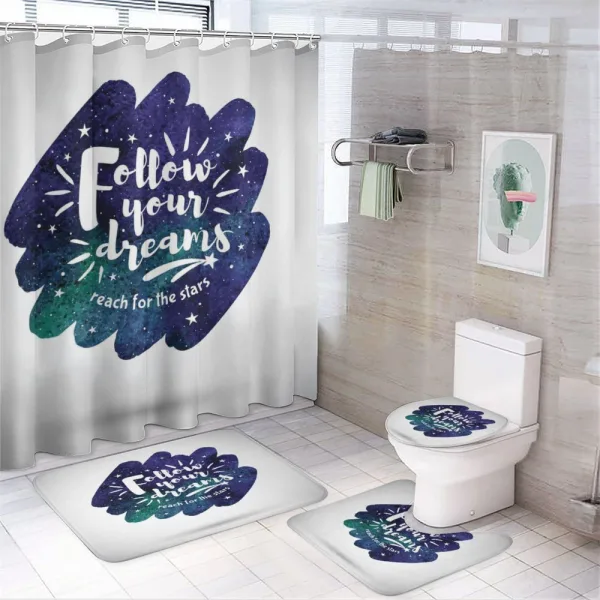 Cosmic Brush Stroke and Words on a shower curtain