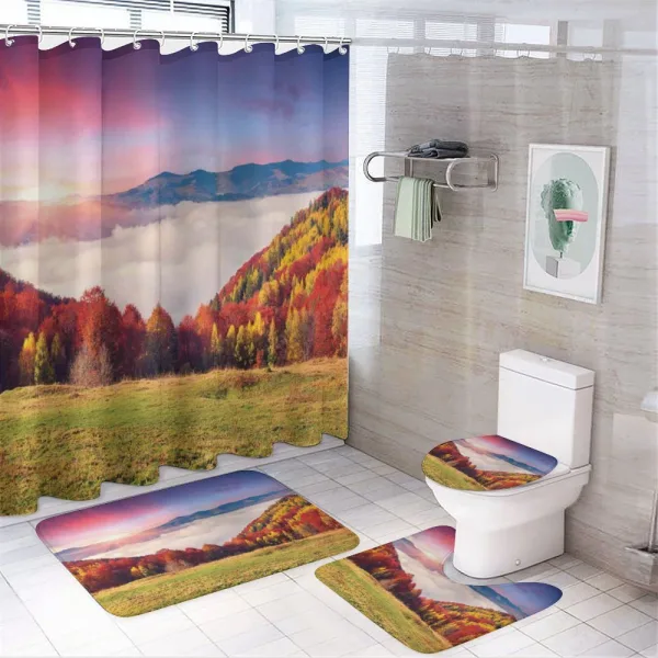 Fall Morning Mountain on a shower curtain
