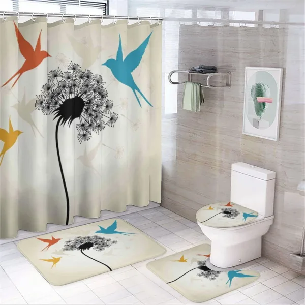Fauna and Flora Pattern on a shower curtain
