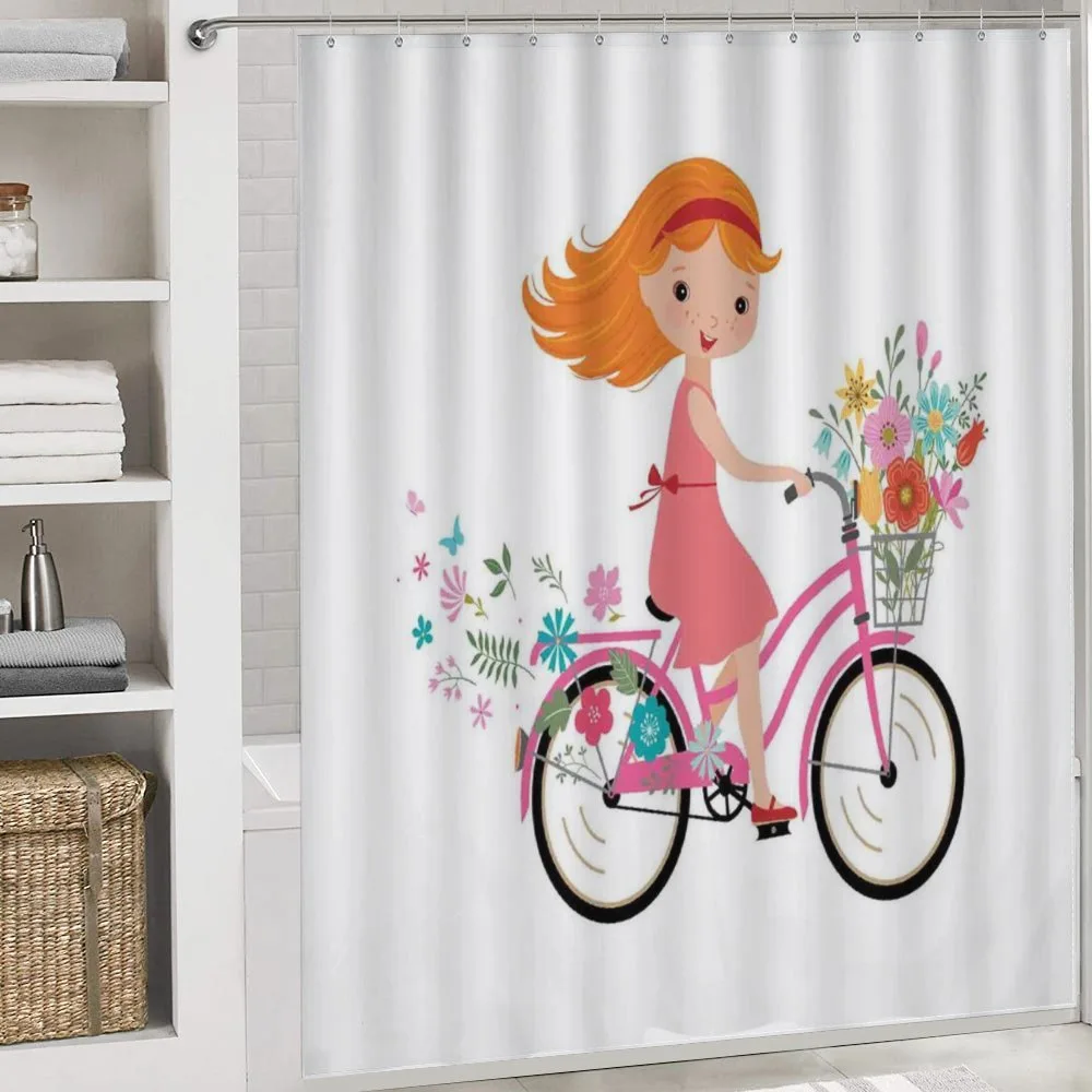 Happy Girl on Bike Flowers — Detail 4