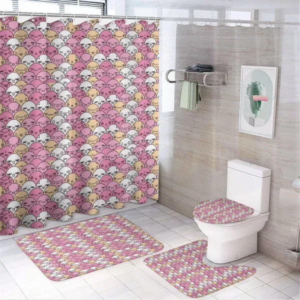 Kawaii Faces Fun Pattern on a shower curtain