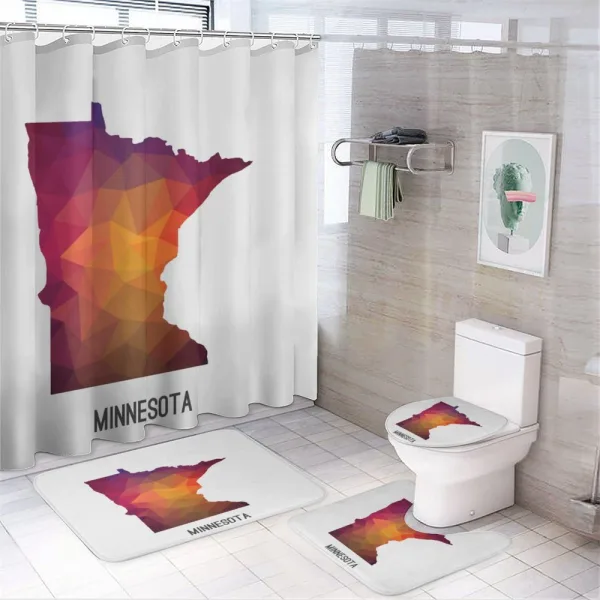 Low Poly Map on a shower curtain