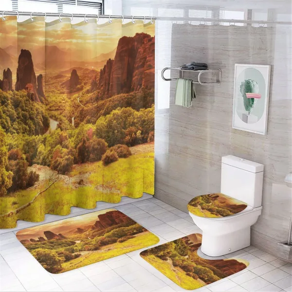 Monasteries in Greece on a shower curtain