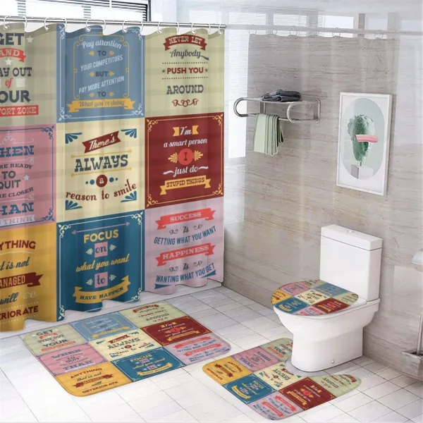 Motivational Composition on a shower curtain