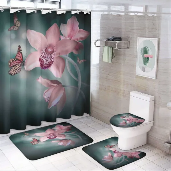 Orchid Flower Butterfly on a shower curtain