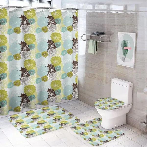 Pastel Wildflower Leaves on a shower curtain