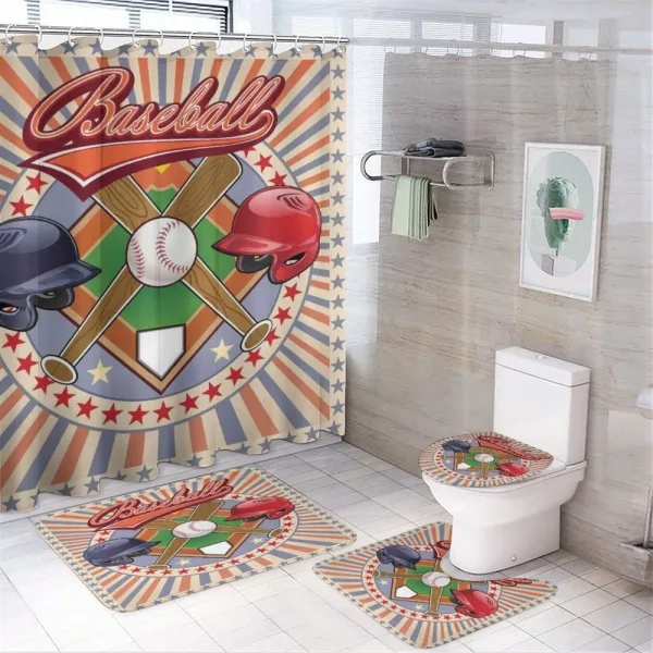 Retro Pop Art Baseball on a shower curtain
