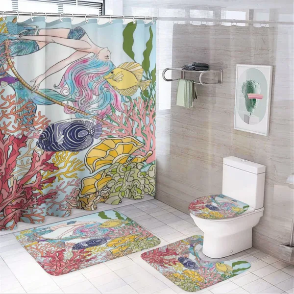 Sketchy Sea Coral Reefs on a shower curtain