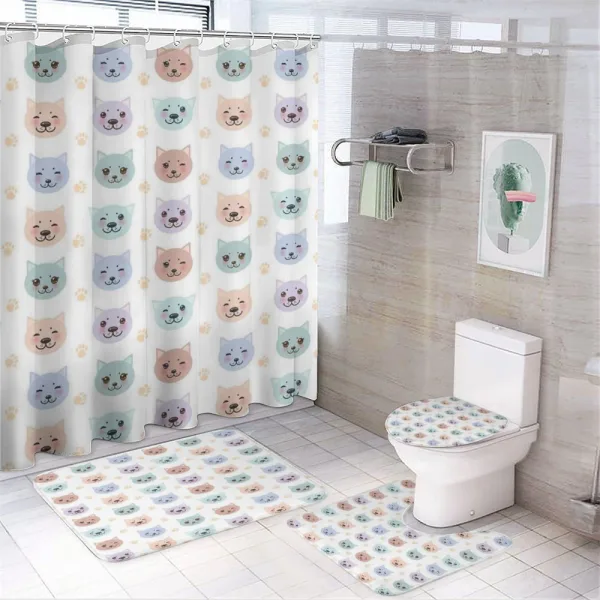 Smiley Cat Muzzle on a shower curtain