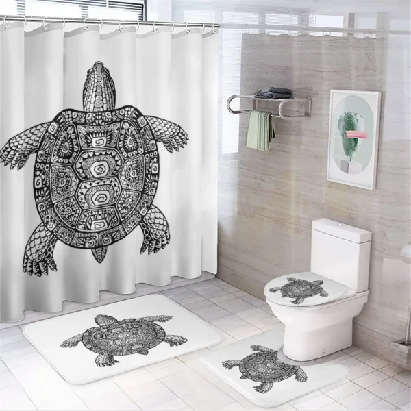 Tribal Art on Tortoise on a shower curtain