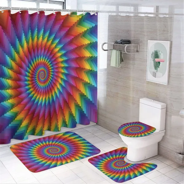 Vibrant Rainbow Spiral on a shower curtain