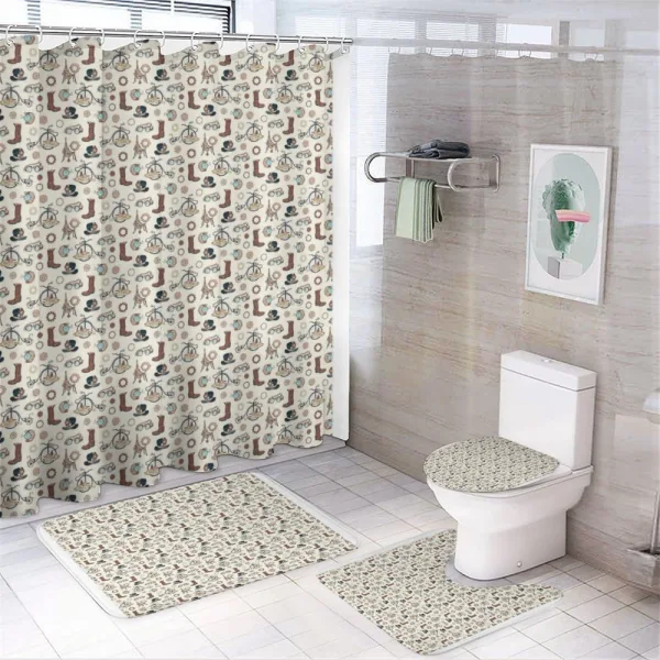 Abstract Apparels Tools on a shower curtain