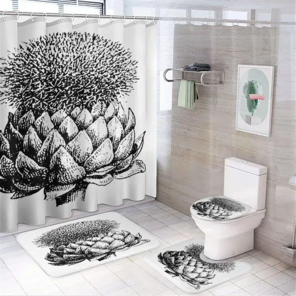 Blossoming Plants on a shower curtain