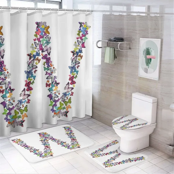 Butterflies Girls Font on a shower curtain