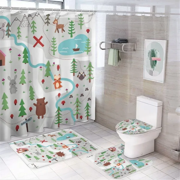 Childish Animal in Woods on a shower curtain