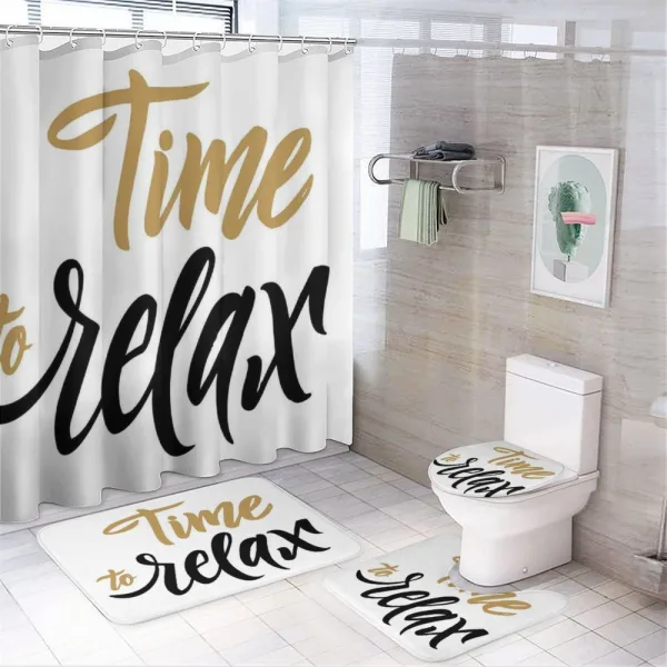 Coffee Time Conceptual Text on a shower curtain