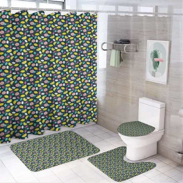 Doodle Style Vegan Food on a shower curtain