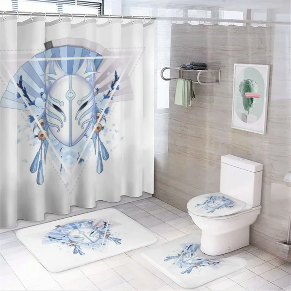 Fox Mask Kitsune on a shower curtain