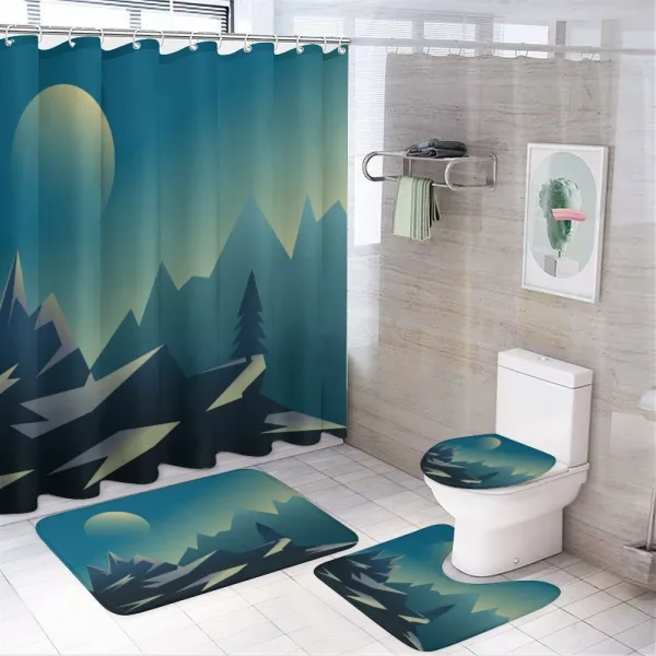 Geometric Landscape Scene on a shower curtain