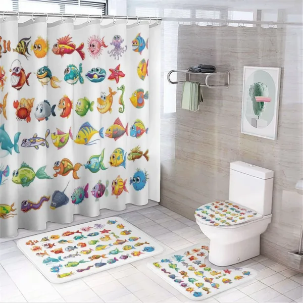 Happy Fish Abstract on a shower curtain