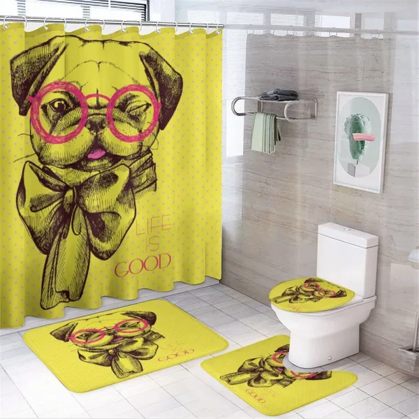 Intellectual Dog Glasses on a shower curtain