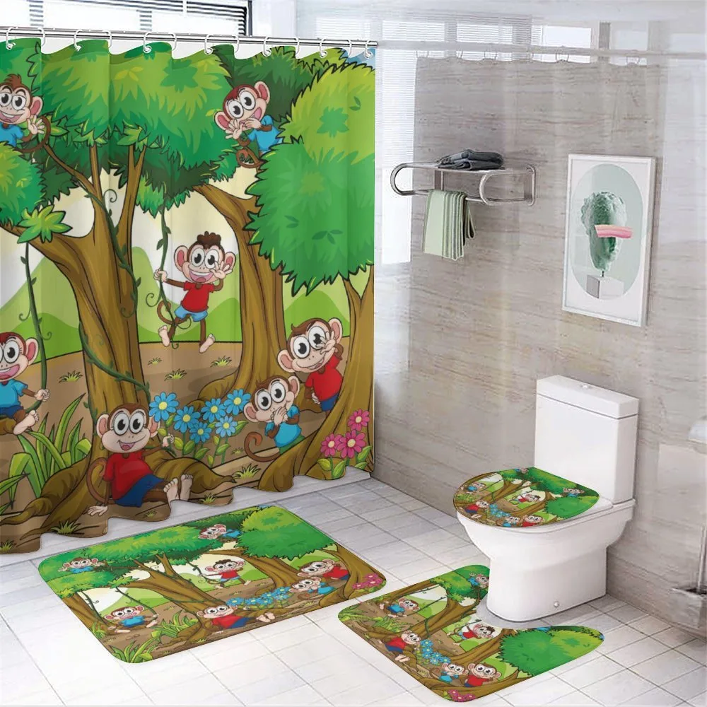Kid Apes Play in Forest — Your design