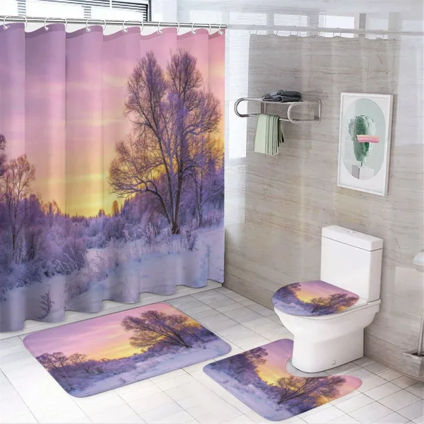Landscape with Sunset on a shower curtain