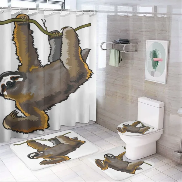 Lazy Sloth Bear Cartoon on a shower curtain