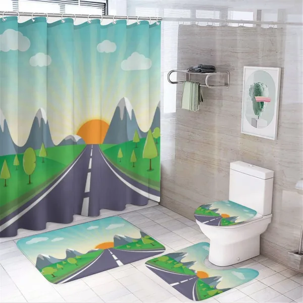 Road Trip Forest on a shower curtain