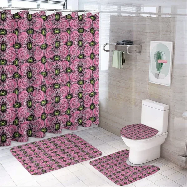 Roses and Gerbera on a shower curtain
