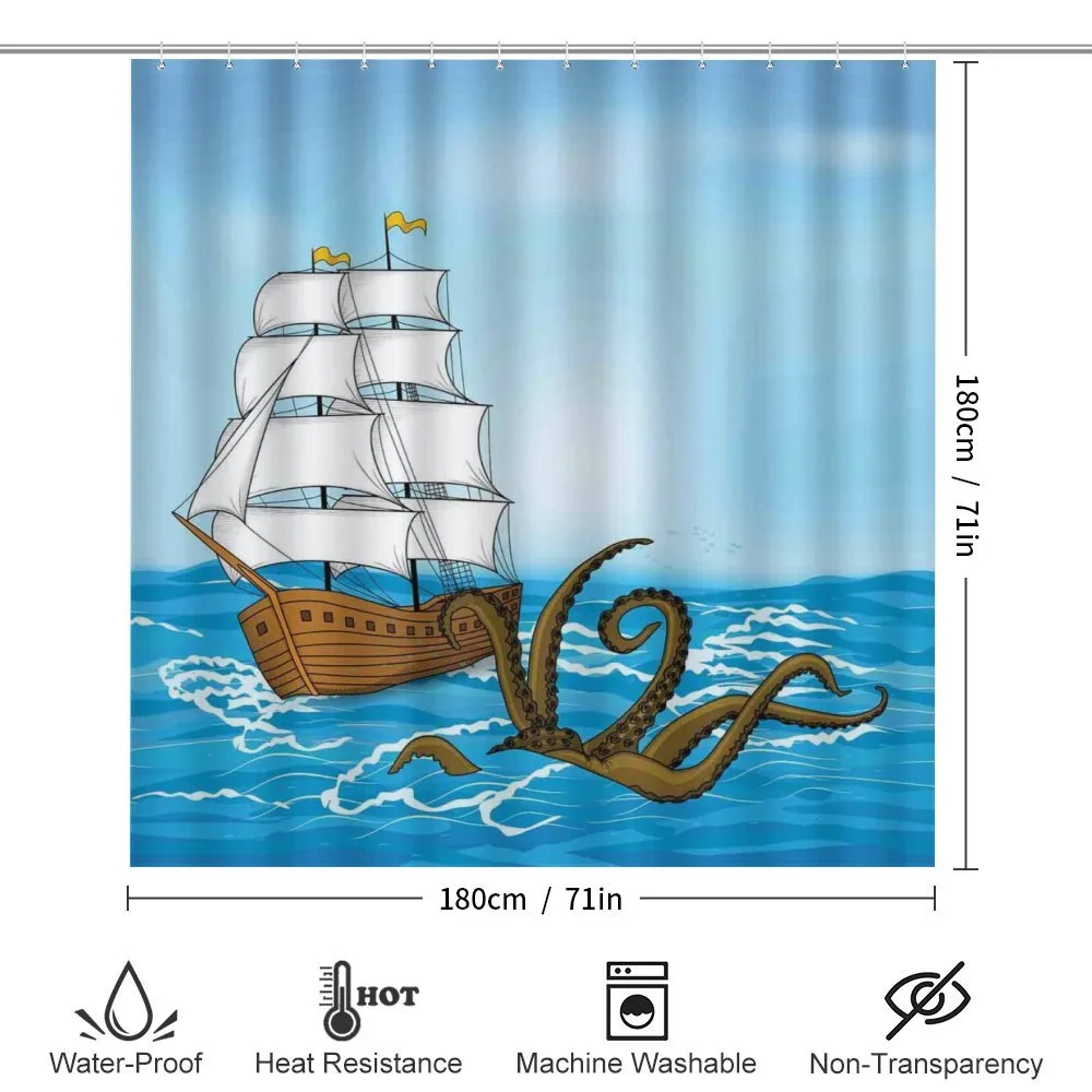 Ship in Waves and Kraken — Detail 2