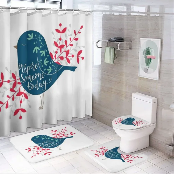 Sparrow with Foliage on a shower curtain