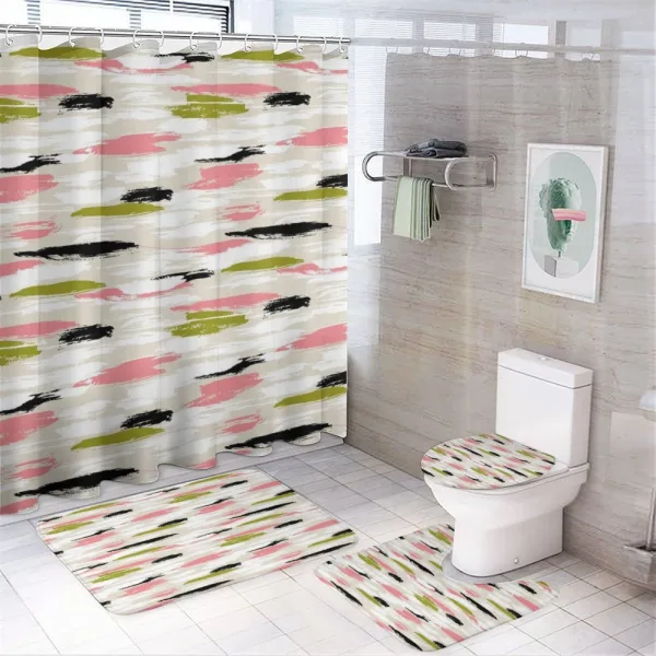 Thick Brushstrokes Stripes on a shower curtain