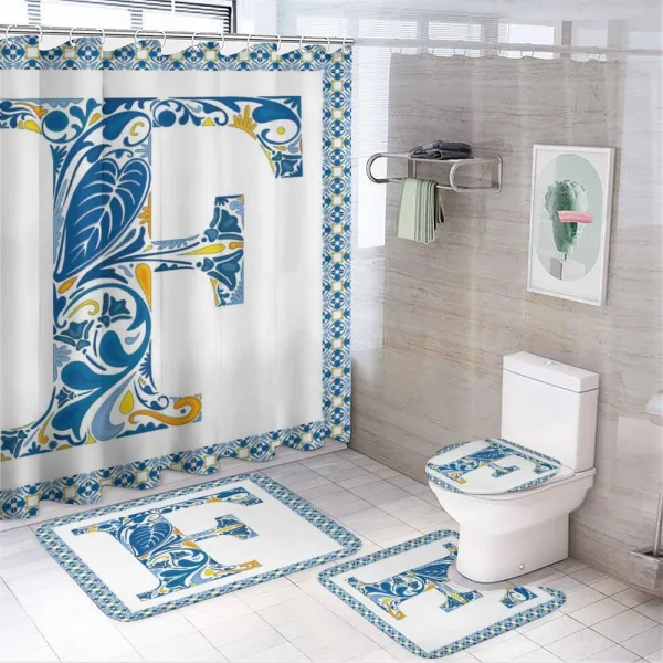 Abstract Alphabet Font on a shower curtain