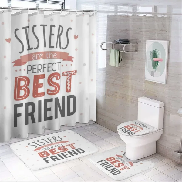 Best Friend Sisters Words on a shower curtain