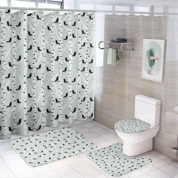 Bird Silhouettes Trees on a shower curtain