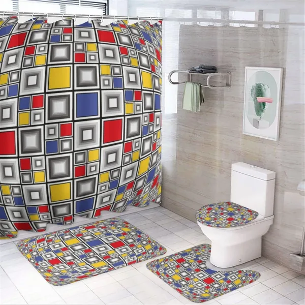 Colored Mosaic Square on a shower curtain