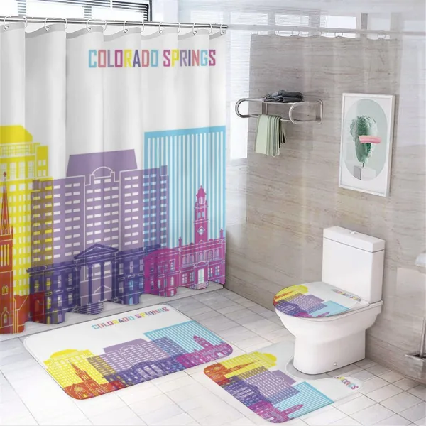 Colorful Urban City Sky on a shower curtain