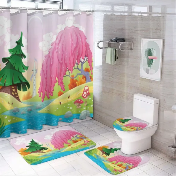 Fantasy Landscape Trees on a shower curtain